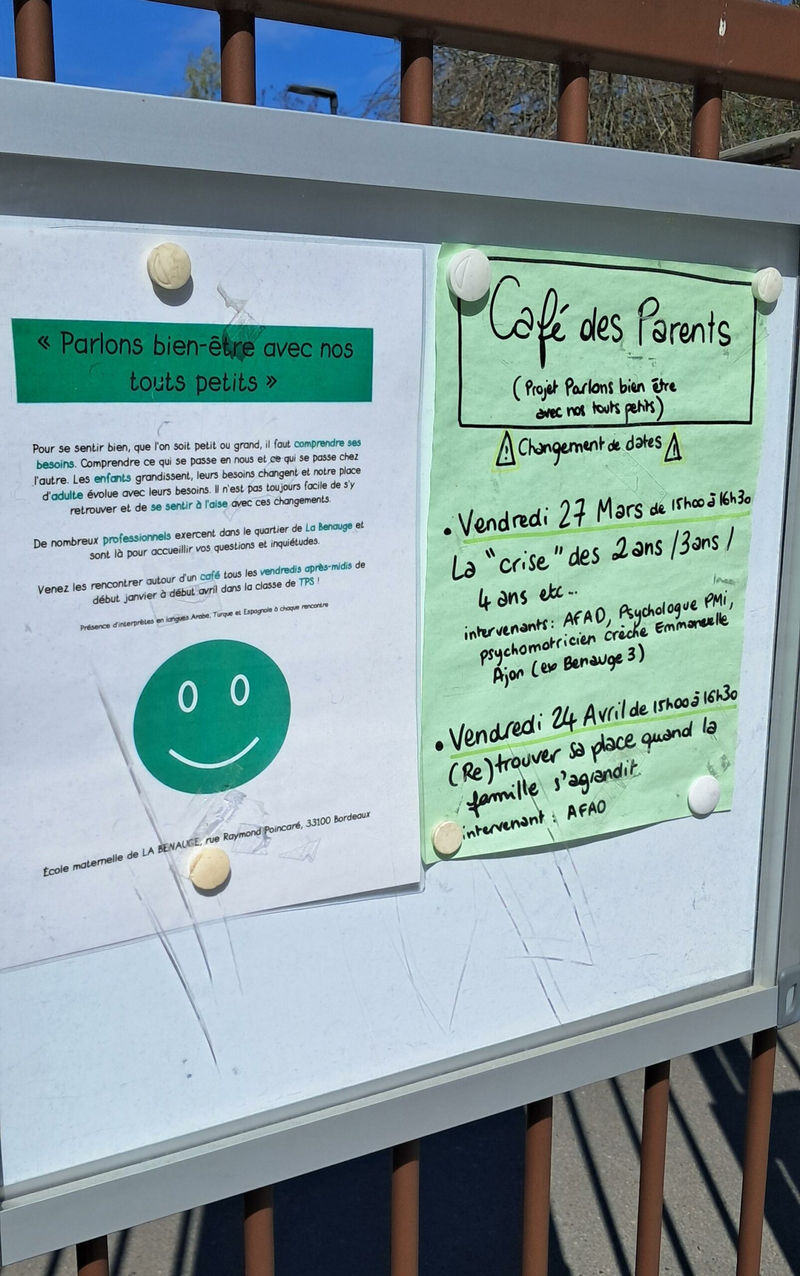 Café parents de l'école maternelle de la Benauge